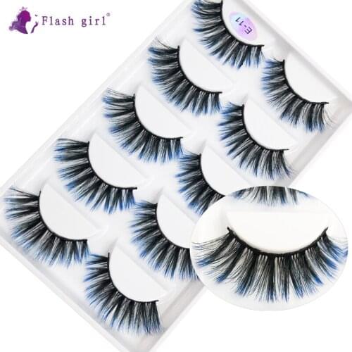 Flash girl E series colorful false eyelashes 5 pairs private brand with customize packaging