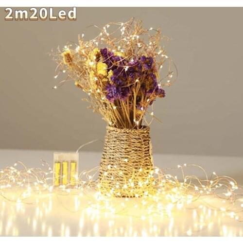 2M 20LED Fairy Lights Curtain Battery Box String Light for Bedroom for Holiday Wedding Party Decor Waterproof Leather Cord Light