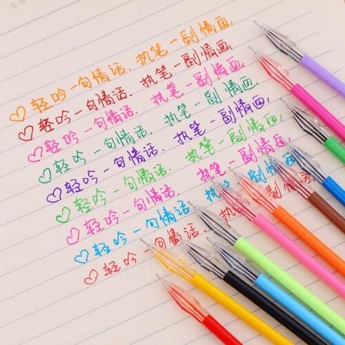 Jonvon Satone 24 Pcs Refill Color 0.38mm Diamond Head Neutral Pen Gel Pen 12 Color Pen Core Korean Stationery Wholesale Stylo