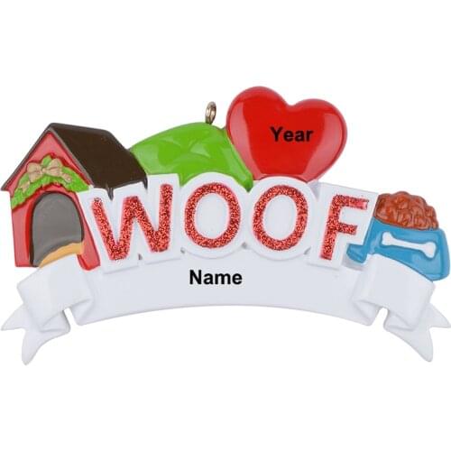 MEOW WOOF I Love My Cat Dog Polyresin Personalized Pet Christmas Tree Ornaments For Holiday Keepsake Gift Home Decoration