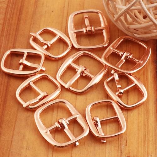100 Pcs Metal Rose Gold Center Bar Buckle Slide Belt Strap Fasteners Adjuster Purse Shoe Bag Adjustable Buckles 10 mm/12mm