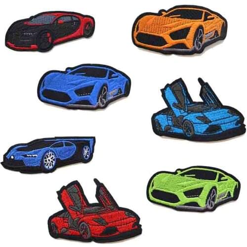 Cartoon Decorative Patch Lamborghini Blue Red Cars icon Embroidered Applique Patches For DIY Iron on badges on a backpack