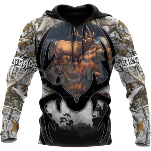 Tessffel Deer Hunter Animal Hunting Camo Tattoo Streetwear 3DPrint Men/Women Harajuku Pullover Autumn Long Sleeve Zip Hoodies A2
