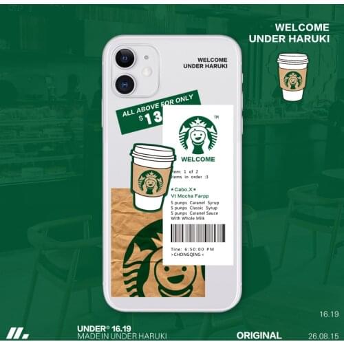 Fashion coffee soft case for iphone 12 MINI 11 pro x xs max xr 8 7 6 6s plus SE Clear silicone phone cover Popular coque fundas