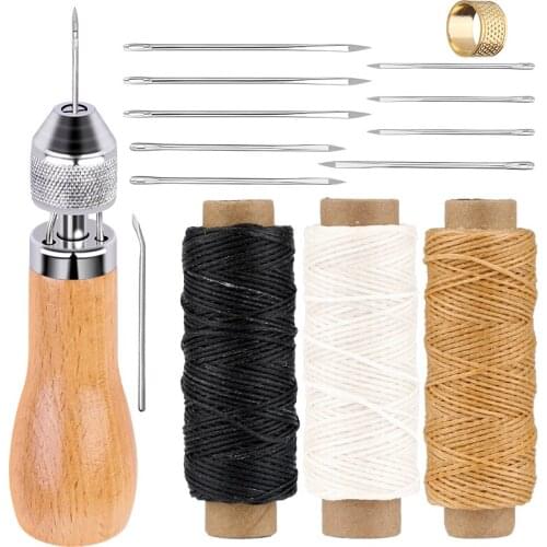 MIUSIE Hand Stitcher Set Manual Sewing Machine Speedy Stitcher Leather Sewing Waxed Thread For Leather Canvas Repair Tool