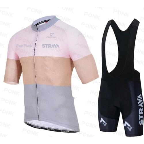 2021 New STRAVA Pro Bicycle Team Short Sleeve Maillot Ciclismo Men Cycling Jersey Summer breathable Cycling Clothing Sets