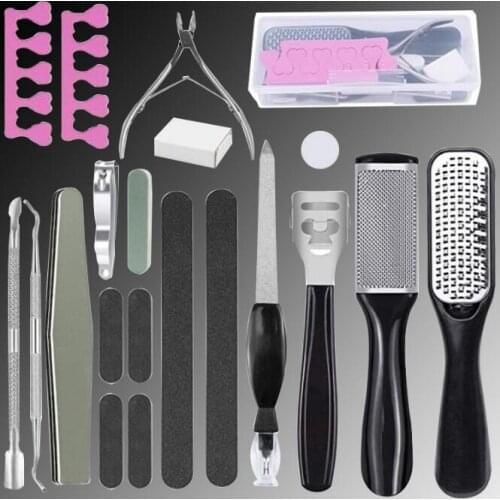 12Set/Lot 20Pcs/Set Manicure Nail File Pedicure Tools Deflated Stainless Steel Footboard Nail Clipper Set Nail Tools HA2153