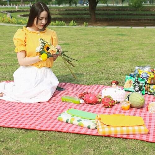 Plaid Outdoor Foldable Waterproof Picnic Mat Thicked Camping Ground Mat Breathable Soft Ultralight Portable Travel Beach Blanket