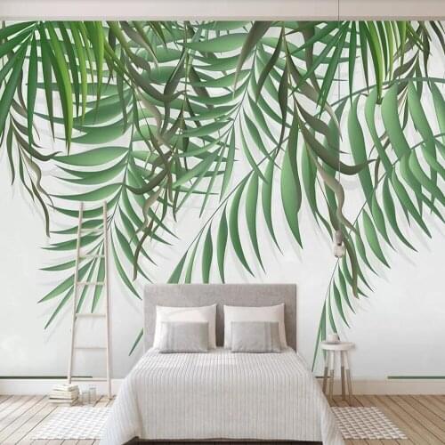 Custom 3D wallpaper mural style leaf texture simple nordic living room bedroom background wall decoration wallpaper mural