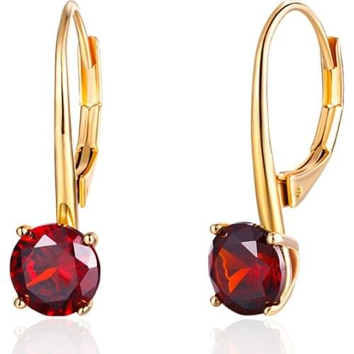 New Fashion Red Cubic Zirconia Stud Earrings for Women Blue Black White Crystal CZ Earring Wedding Party Jewelry Gifts for Girls