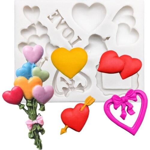 Heart Bowknot Love Silicone Sugarcraft Mold Resin Tools Cupcake Baking Mould Fondant Cake Decorating Tools