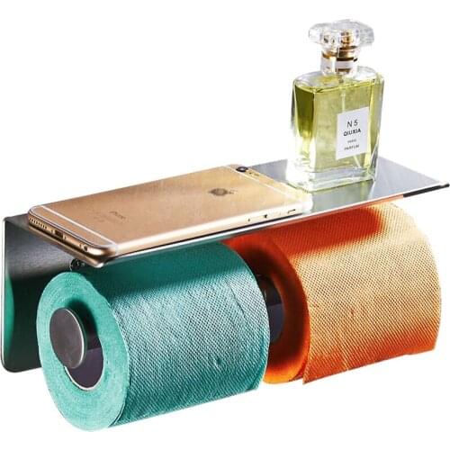 Modern Senior 304 Stainless Steel Toilet Paper Holder Mobile Phone Holder Hotel Polished Chrome Roll Holder Bathroom Accessories