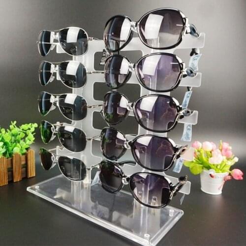 Two Row Sunglasses Rack 10 Pairs Glasses Holder Display Stand Transparent R9JE JU31713