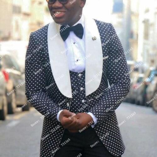 Dubai African Wedding Suits For Mens Blazer 3 Pieces Notched Lapel Jackets+Vest+Pants 2022 Skinny Groom Wear Business Tuxedos
