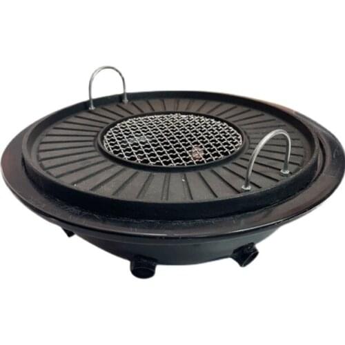 Extra-thick charcoal cast iron barbecue grill frying baking integratediron baking pan teppanyaki commercial charcoal stove embed