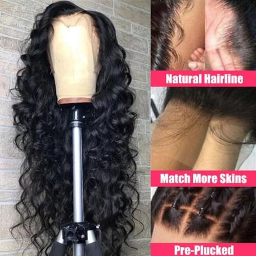 Loose Wave Black Wig With Baby Hair Nice Synthetic Wig For Women Heat Resistant Fiber Hair Cosplay Wig With Baby Hair