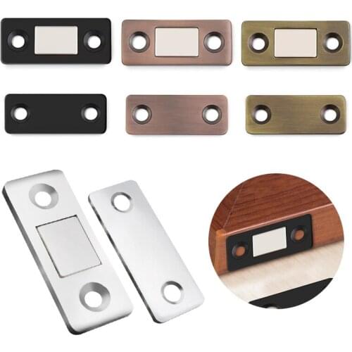 2pcs Ultra Thin Magnetic Cabinet Catches for Closet Cupboard Furniture Hardware Magnet Door Closer Stops with Sticker Screws