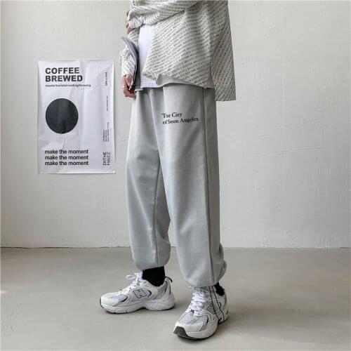 Spring Korean Mens Ins Fashion Brand Hong Kong Style Wide-leg Casual Pants Sports Pants Loose Guard Pants Black Pants Men