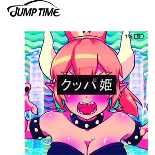 Jump Time 13 x 9cm For Sadboys Bowsette Vaporwave Anime Girl Vinyl Car Stickers Personality Decoration Windshield Windows Decal