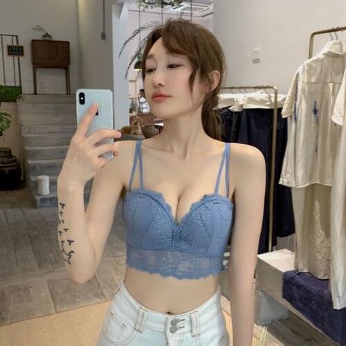 Small breast flat chest gathered underwear adjusted style thick lace sexy collection of breasts back of the bottom-up bra set