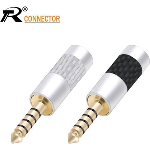 1pc Carbon Fiber HiFi Copper 4.4mm Jack 5 Pole Stereo Audio Jack Repair Full Balanced Headphone Plug Solder Connector