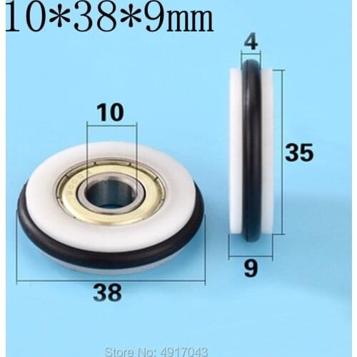 10PCS 6000 bearing rubber o-ring rubber nitrile rubber mute guide wheel drawer guide wheel blackboard rolling pulley 10*38*9mm