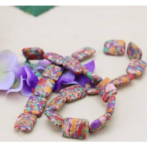 13*18mm Multicolor Turkey stone rectangle loose beads Jewelry making design 15" 2pc/lot women gifts Wholesale retail