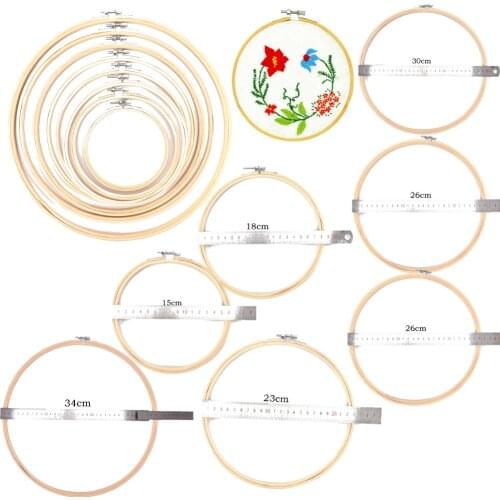 13-34cm Wooden Frame Hoop Circle Embroidery Round Machine Bamboo For Cross Stitch Hand DIY Household Craft Sewing Needwork Tool