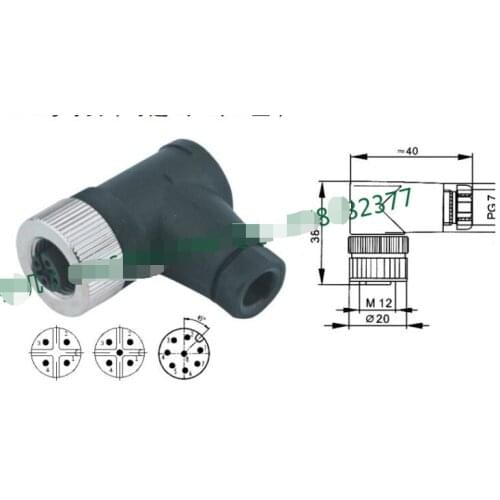 4pins Elbow M12 Sensor Connector Aviation Plug