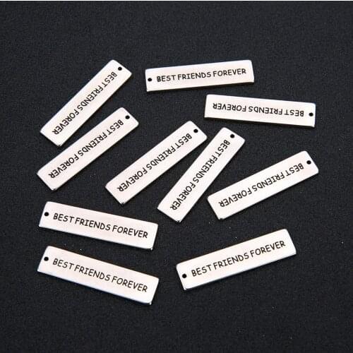 5Pcs/lot 10x40mm Stainless Steel Best Friend Forever Letters Engrave Charm Pendant Bracelets Choker Necklace Diy Jewelry Makings