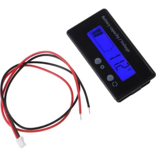 8-70V Blue LCD Acid Lead Lithium Battery Capacity Indicator Voltmeter Gauge 2in1