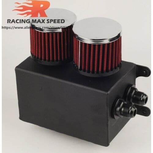 Auto aluminum Universal 1.1 L black Oil Catch Can Reservoir Tank With 2 Filter , Oil Catch Tank with AN10 fitting OCT1120