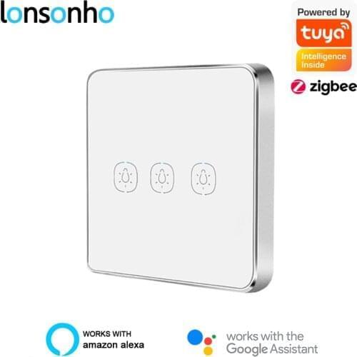 Lonsonho Tuya Zigbee Wireless Smart Scene Switch 1 2 3 Gang Glass Touch Panel Switch Sticker Metal Frame Support Zigbee2MQTT