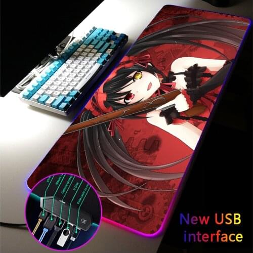 Hot Sale Anime Kurumi Tokisaki Large RGB Mouse Pad Multi-interface Four USB Docking Dock USB MousePads Typec Interface Desk Mat