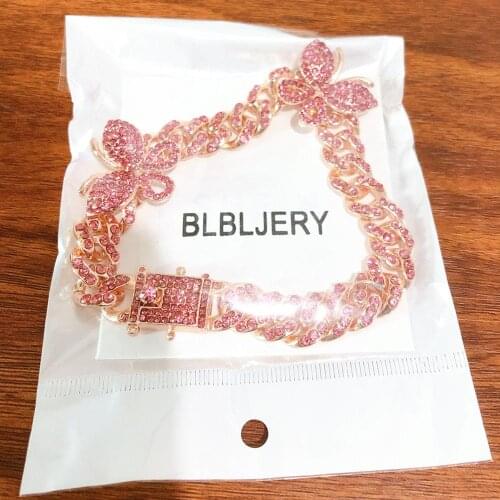 BLBLJERY Butterfly Cuban Link Anklet Cuban Butterfly Anklet Bracelet for Women Iced Out Bling Butterfly CZ Anklet 12mm/9.5inch
