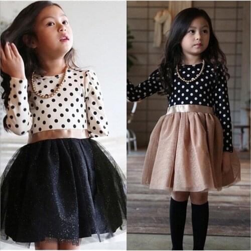 Girls dress Dot kids dresses Baby Girl Clothes Long Sleeve Casual princess dress Party Birthday Clothing Vestido Infantil 8T