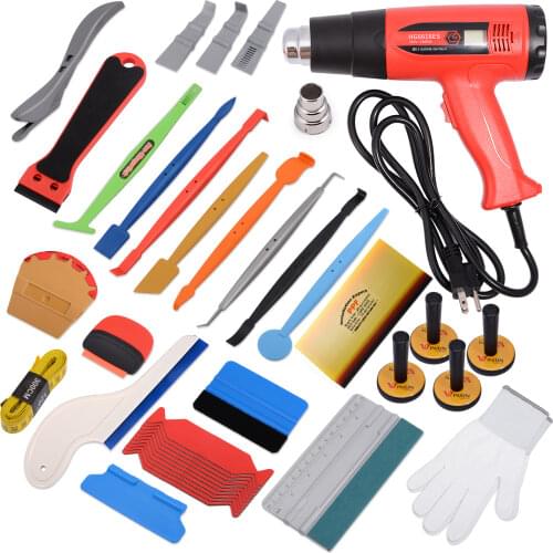 EHDIS Car Tinting Vinyl Wrap Application Tool Kit Carbon Fiber Magnet Stick Squeegee Scraper DIY Art Knife Vehicle Wrapping Tool