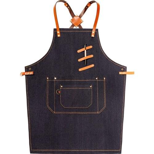 Cowboy apron Korean fashion kitchen coffee shop restaurant creative painting men and women overalls children custom logo