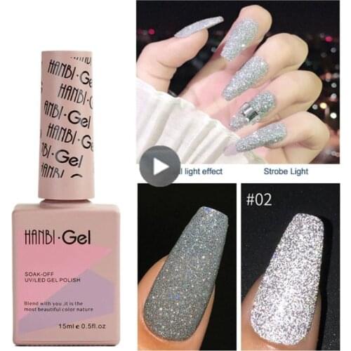 Nail Gel 15ml Reflective Glitter UV Gel Nail Polish Glitter Sequins Soak Off UV Gel Varnish Colorful Nail Polish Art Glue TSLM2