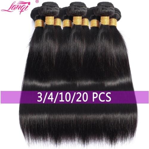 Lanqi Wholesale Bone Straight Hair Bundles Bulk Human Hair Bundles Deals Hair Extensions Brazilian Hair Weave Bundles
