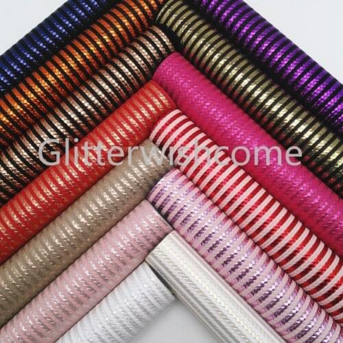 Glitterwishcome 21X29CM A4 Size Faux Leather Sheet, Synthetic Leather, Printed Stripes Faux Fabric Sheets for Bows, GM388A