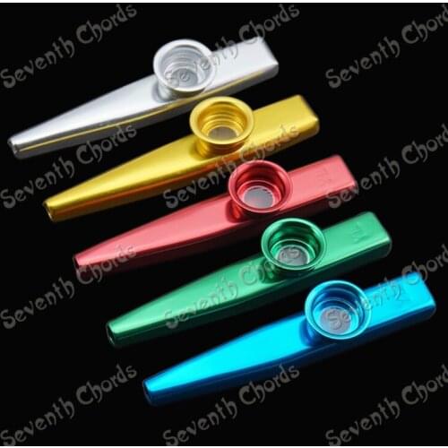 Metal kazoo ZuDi card Ukulele Guitar Accompaniment Mouth Flute Harmonica (Silver & Gold & Blue & Red & Green 5 Color Choose)