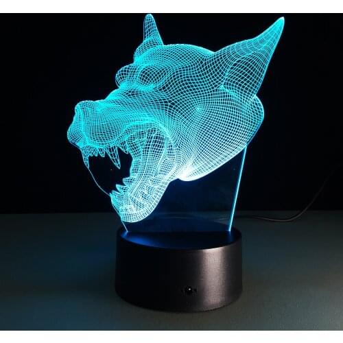 Wolf Head 7 Colors Change LED 3D Illusion Night Light USB Bluetooth Speaker Table Desk Lamp Child Kids Home Bedroom Bar Decor