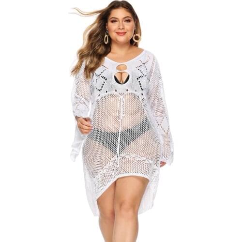 2021 new summer plus size long dress for women large loose casual transparent hollow out sexy thin dresses white 4XL 5XL 6XL 7XL