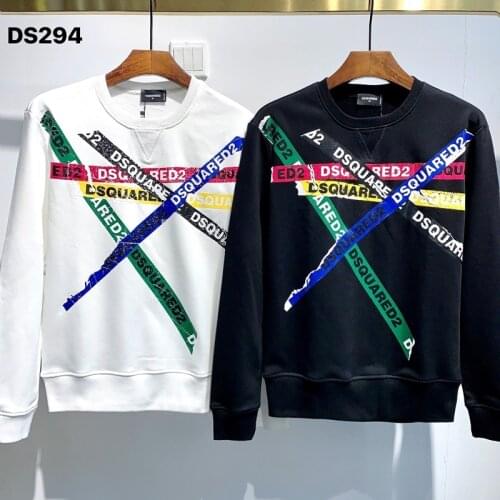 New Dsquared2 Mens Crew Neck Printed Letter Street Hip Hop Long Sleeve Sweatshirt Cotton High Quality Women/Mens T-Shirt DS294