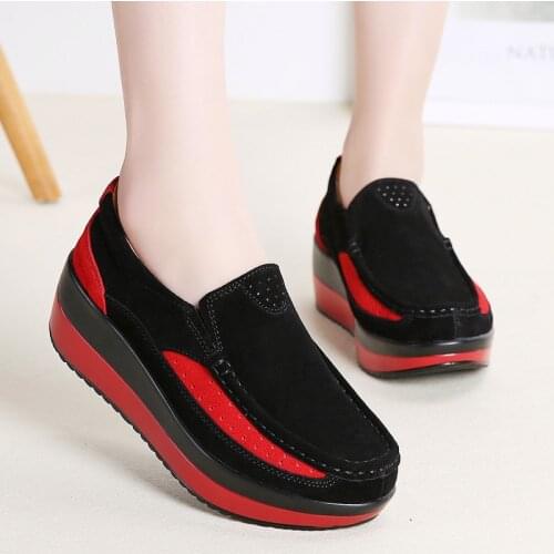 New Womens Shoes Platform Trainers Women Shoes Casual Fashion Thick Sole Swing Shoes Comfortable Loafers Slip-On Woman Sneakers