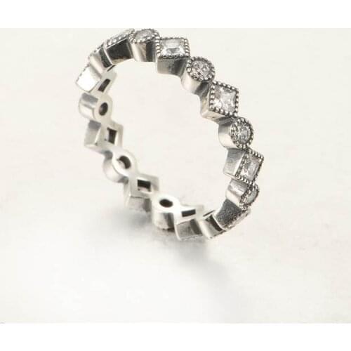 New Crystal Ring 925 Sterling Silver Vintage Rings For Women Wedding Ring Fits European Brand Jewelry RIP141