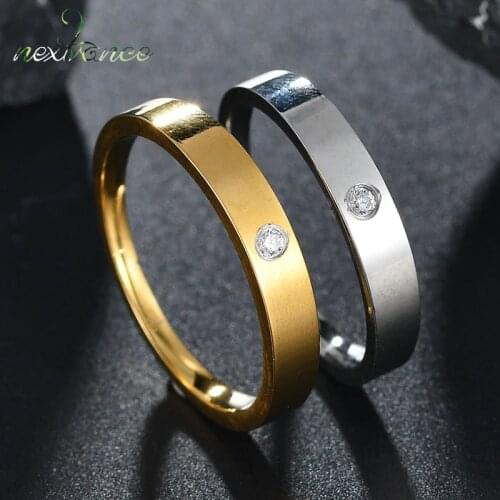 Nextvance Brand Luxury CZ Stone Couple Rings Stainless Steel Wedding Engagement Ring For Lover Anniversary Gift