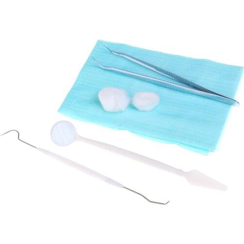 6pc/set One time Dental Mirror Stainless Steel Dental Dentist Prepared Tool Tooth Care Kit Instrument Tweezer Sickle Scaler