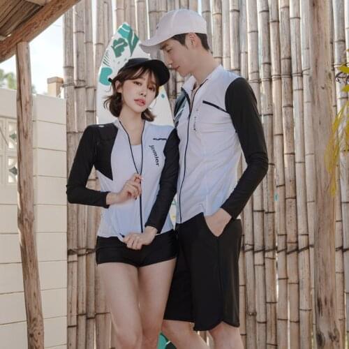Couple Swimsuit 5 Piece Set Skinny Long Sleeve Bathing Suit Diving Rush Guard Women Surfing Quick Dry Men Rashguard Beach Shorts